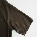 CUPRO TWILL OVERSIZED OPEN COLLAR SS SHIRT #DARK BROWN [ST.1462]