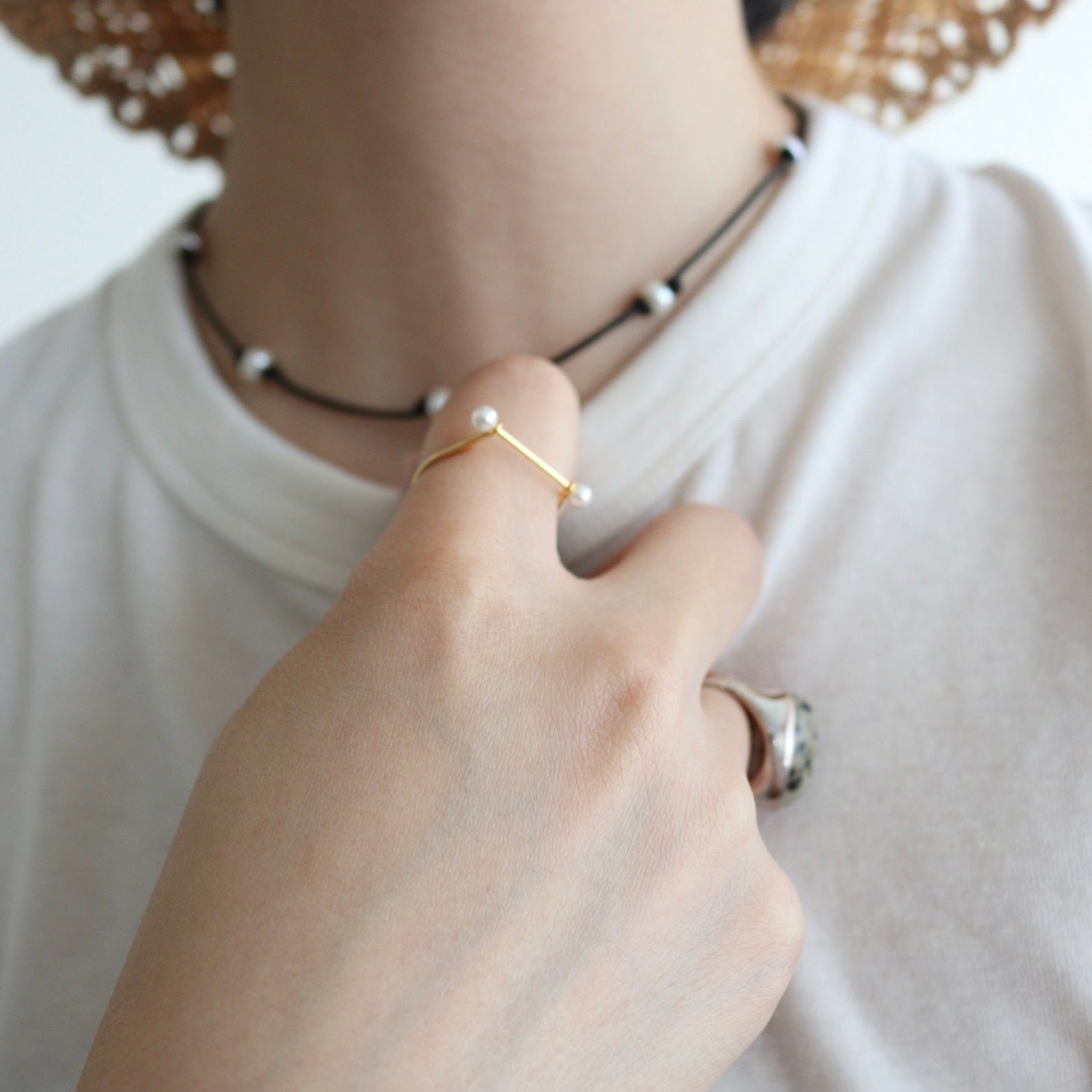 Skinny Pearl Ring #GLD [12510908]