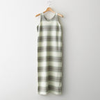 COTTON SILK GRADIENT STRIPE KNIT DRESS #LIME GRAY STRIPE [A26SD03GB]
