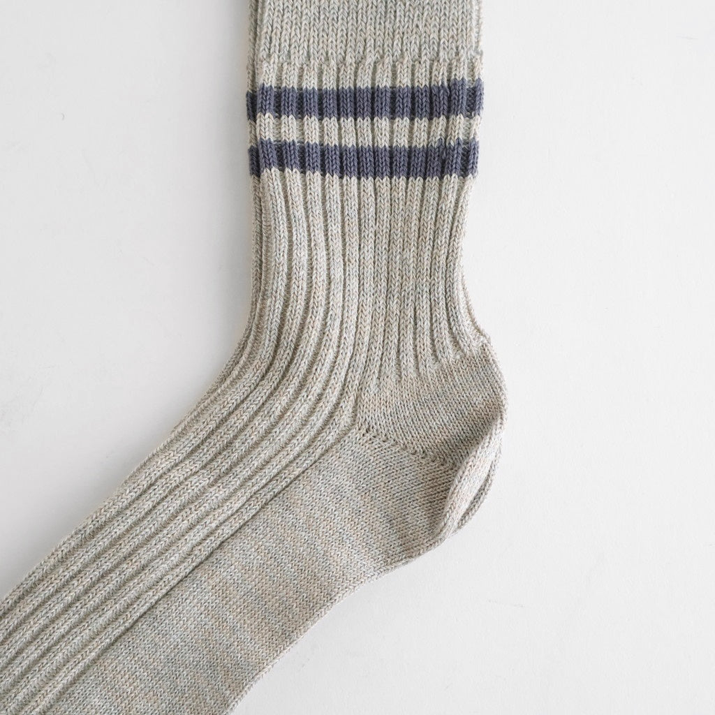 HEMP ORGANIC COTTON STRIPE SOCKS #GRAY/PURPLE HAZE [R1468-SS26]