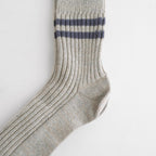 HEMP ORGANIC COTTON STRIPE SOCKS #GRAY/PURPLE HAZE [R1468-SS26]