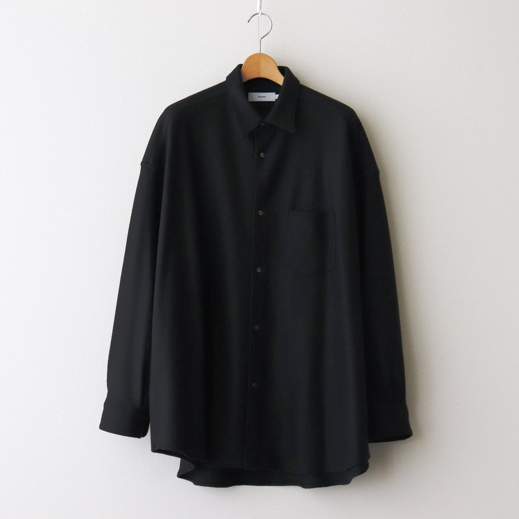 Wool Smooth Flannel Oversized Regular Collar Shirt #BLACK [GM244-50010]