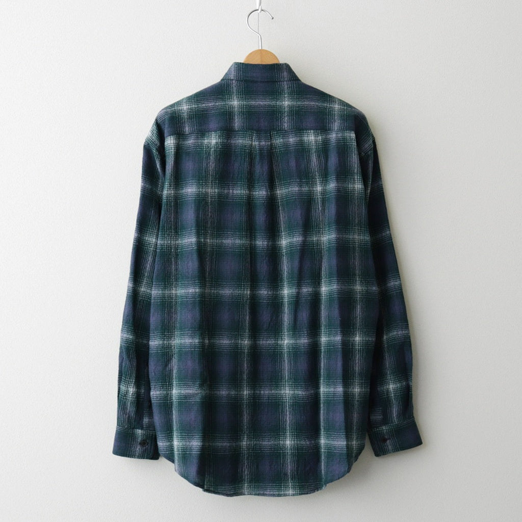 AIRY WOOL CHECK SHIRT #FOREST GREEN × NAVY [A25AS01WN] – ciacura