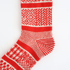 MULTI JACQUARD CREW SOCKS #IVORY/RED [R1337-AW25]