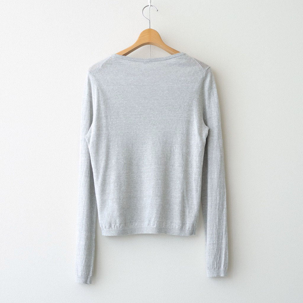 LINEN 14G Pull Over #LIGHT GREY [I26SS-K3]
