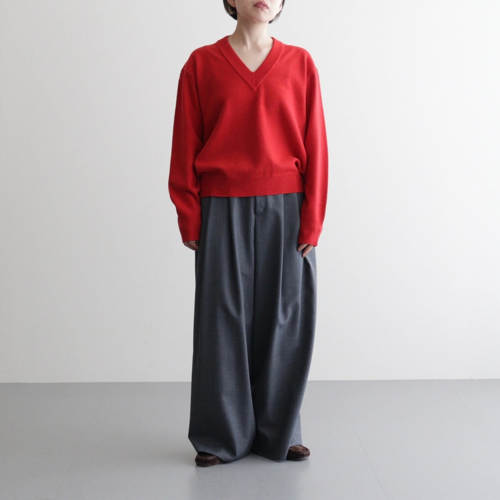MERINO COLLEGE KNIT V-NECK SWEATER #RED(010) [KRAGGW0905]