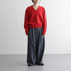 MERINO COLLEGE KNIT V-NECK SWEATER #RED(010) [KRAGGW0905]