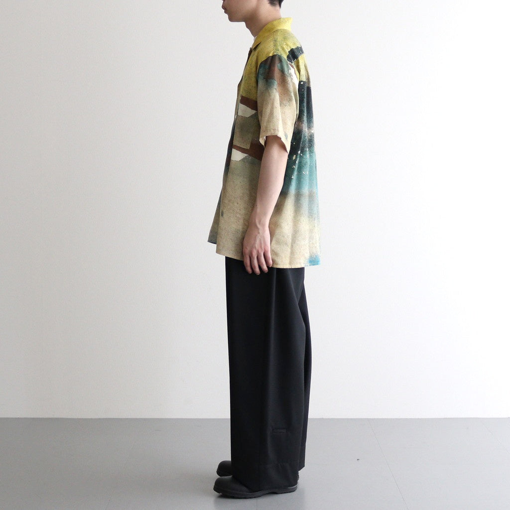 LANDSCAPE PRINTED OPEN COLLAR SHIRT #YELLOW [YK25SS0933SH]
