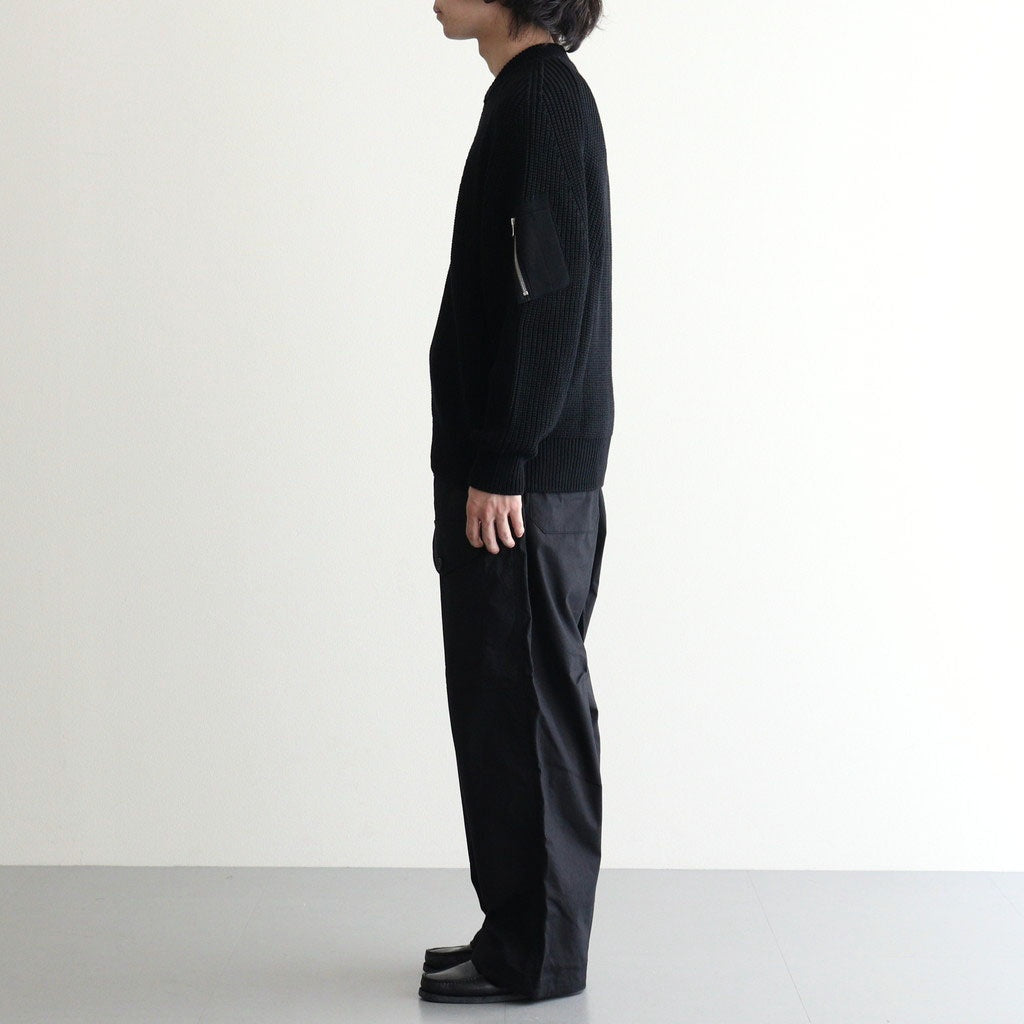 BATONER ウール梳毛片畔 ジップカーディガン #BLACK [HR-N003-051]