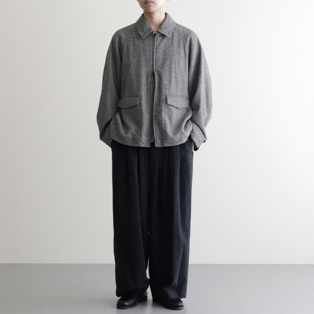 FTHRPT - ウール・千鳥 3タックパンツ #79 Navy × Grey [SN_FR1404PF