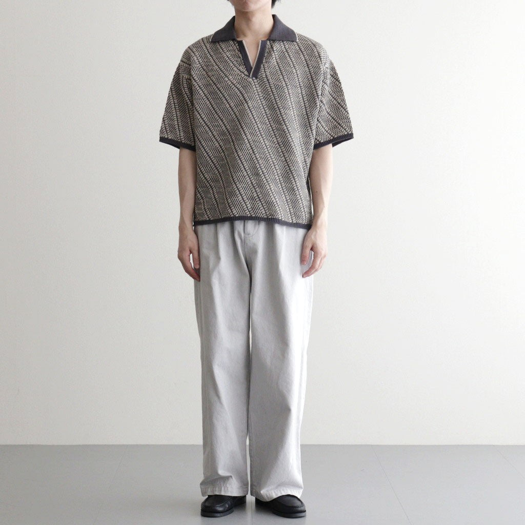 Diagonal Knit Skipper Shirt #OFF BEIGE [YK26SS01251S]