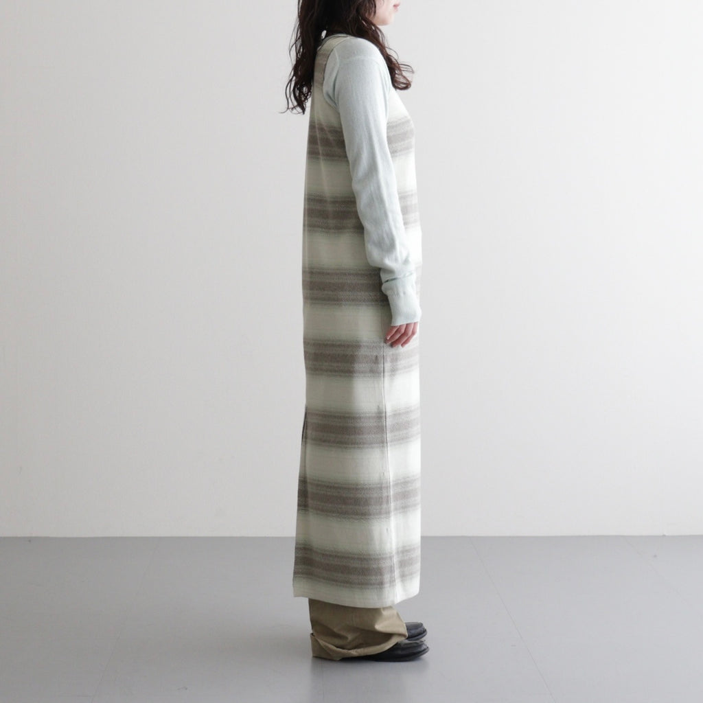 COTTON SILK GRADIENT STRIPE KNIT DRESS #LIME GRAY STRIPE [A26SD03GB]