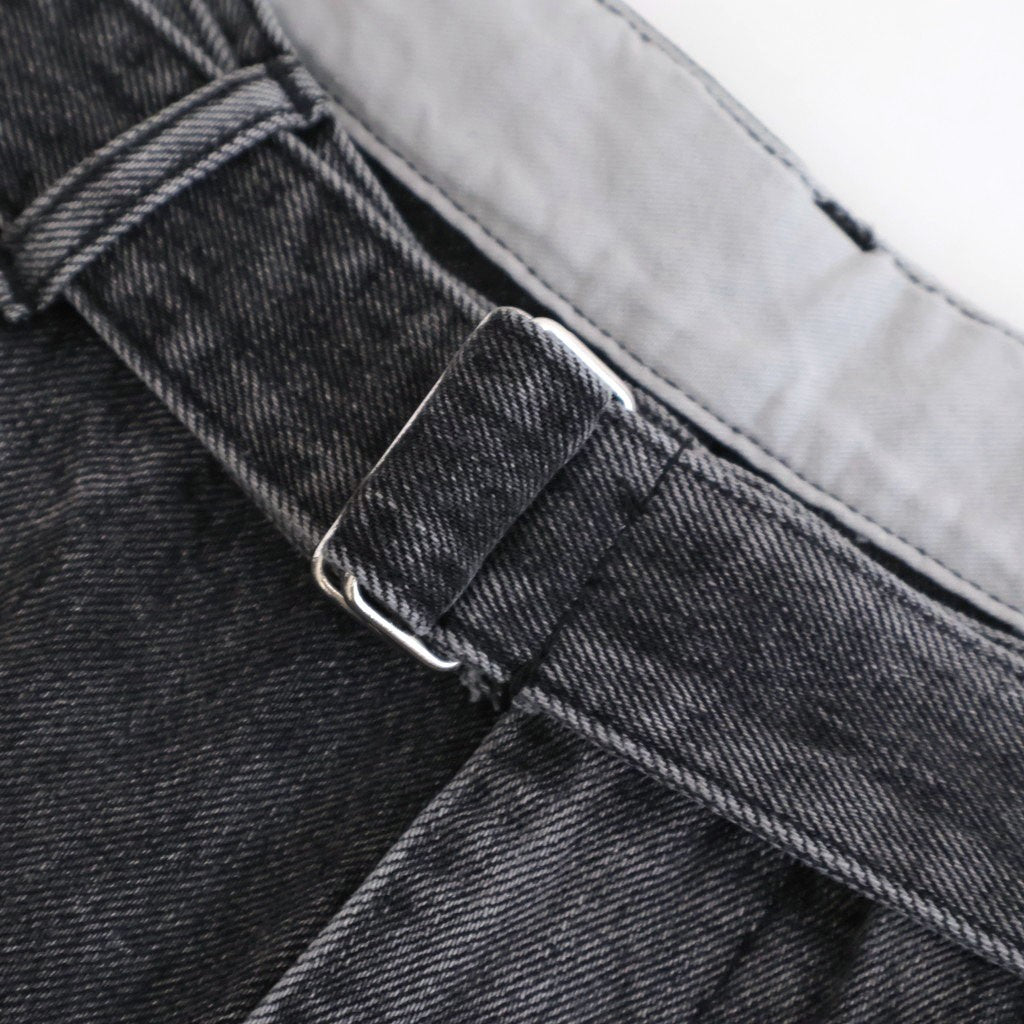 Selvage Denim Belted Pants #BLACK_LIGHT FADE [GU261-40064LB]