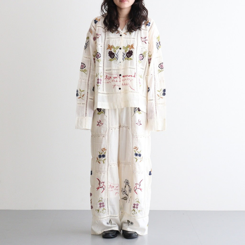 Embroidery Patchwork Trousers #ECRU [12610719]