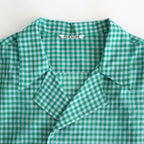 AIRY LIGHT COTTON CHECK P/O SHIRT #GREEN GINGHAM CHECK [A25SS02GC]