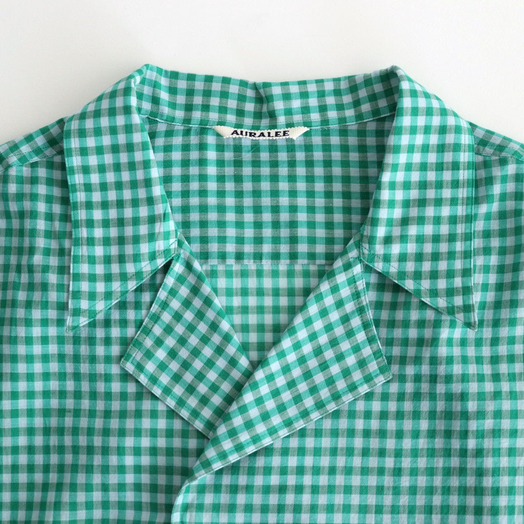 AIRY LIGHT COTTON CHECK P/O SHIRT #GREEN GINGHAM CHECK [A25SS02GC]