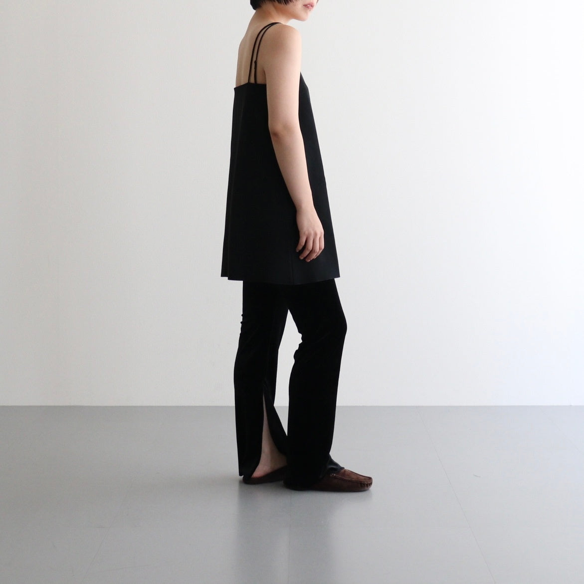 Velour Slit Leggings #BLK [12520707]