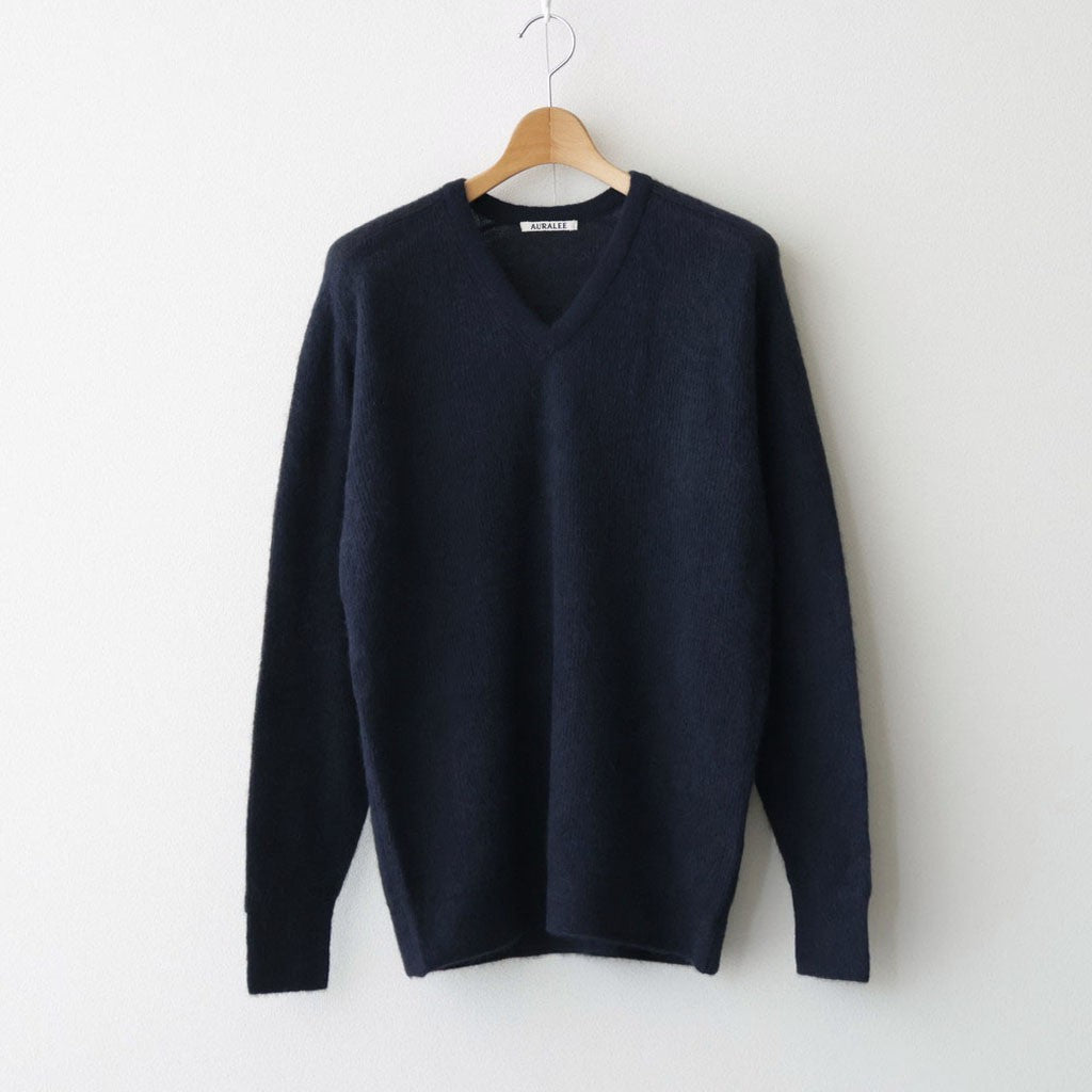 BABY SURI ALPACA SHEER KNIT V-NECK P/O #NAVY [A26AV03AK]