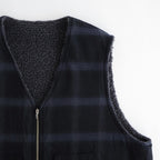 FLANNEL CHECK REVERSIBLE VEST #BLACK [FSC253-30128]