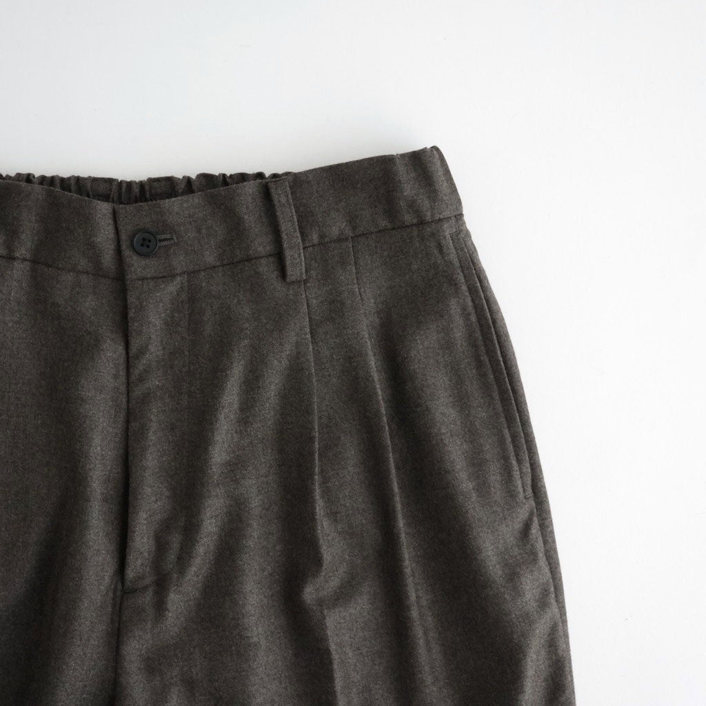 EXTRA FINE WOOL EASY LONG WIDE TROUSERS #CHARCOAL BROWN [ST.1612]