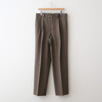 LIGHT WOOL MAX GABARDINE TWO-TUCK SLACKS #DARK OLIVE BROWN [A26SP04MG]