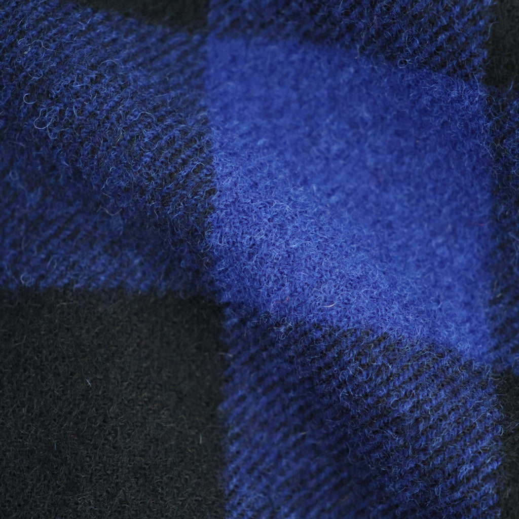エステルウールチェック×カウレザー 3Bジャケット #NAVY [WR-J009-051]