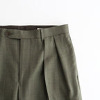 BLUEFACED WOOL TWO-TUCK SLACKS #OLIVE GRAY STRIPE [A26AP04BS]
