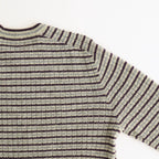 SHETLAND WOOL CASHMERE RIB KNIT P/O #LIME PURPLE STRIPE [A26AP01SB]