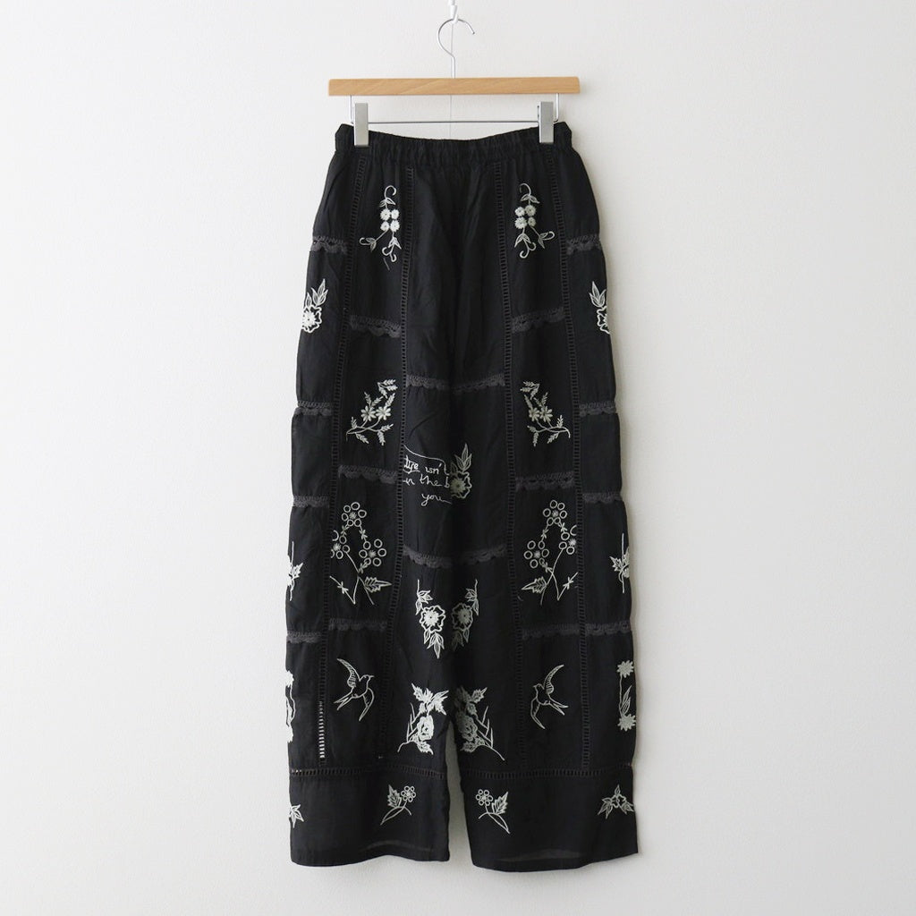 Embroidery Patchwork Trousers #BLK [12610719]