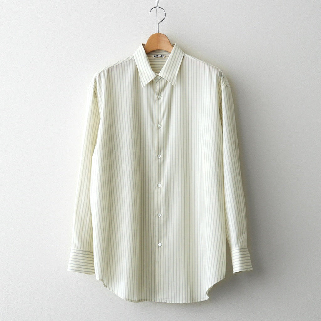 SUPER FINE WOOL STRIPE SHIRT #IVORY WHITE STRIPE [A26SS02WW]
