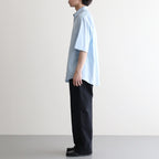 WASHED FINX TWILL BIG HALF SLEEVED SHIRT #LIGHT BLUE [A26SS03TN]