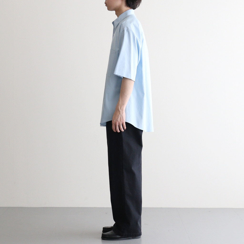 WASHED FINX TWILL BIG HALF SLEEVED SHIRT #LIGHT BLUE [A26SS03TN]