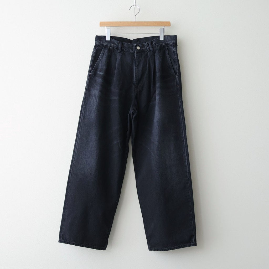 Selvage Denim Two Tuck Pants #BLACK_DARK FADE [GU261-40061DB]