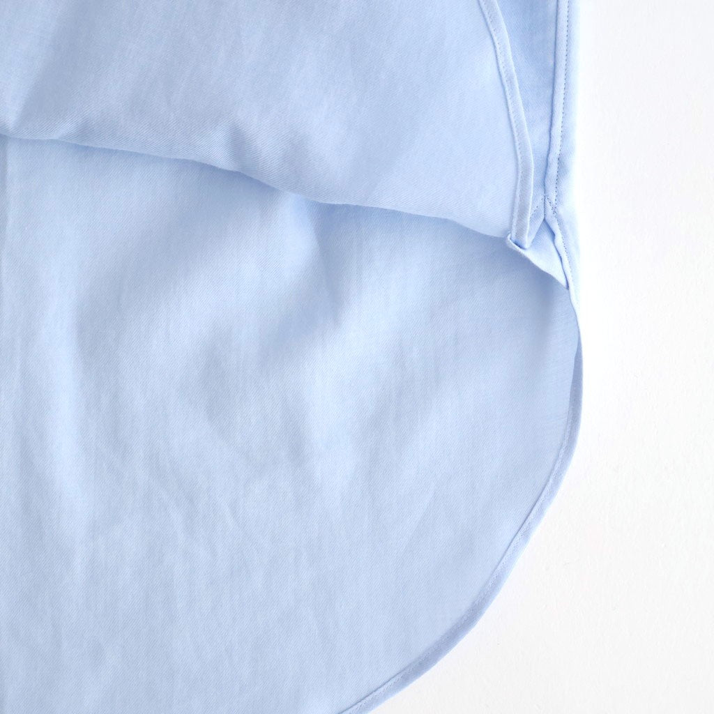 COTTON SILK OVERSIZED REGULAR COLLAR SHIRT #SAX [ST.1492]