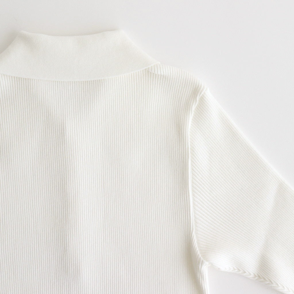 COTTON HIGH GAUGE RIB KNIT POLO #WHITE [A00P01HR] – ciacura