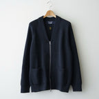 BATONER ウール梳毛片畔 Vネックカーディガン #CHARCOAL BLUE [HR-N002-051]