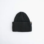 BATONER ウール梳毛リブ ブリーチ加工 ニットキャップ #BLACK [HR-N005-051]