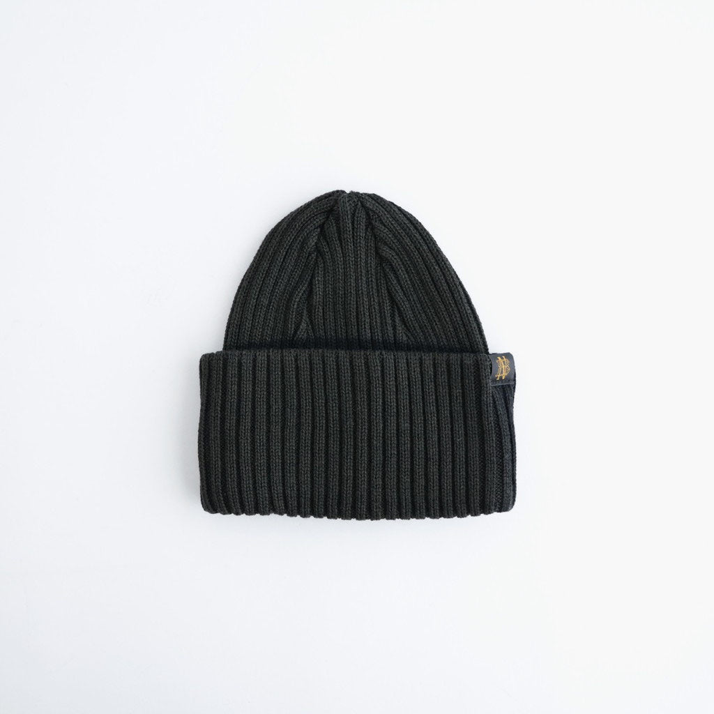 BATONER ウール梳毛リブ ブリーチ加工 ニットキャップ #BLACK [HR-N005-051]
