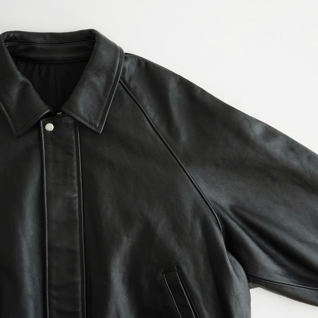 Cow Leather Raglan Blouson #BLACK [GU263-30320]