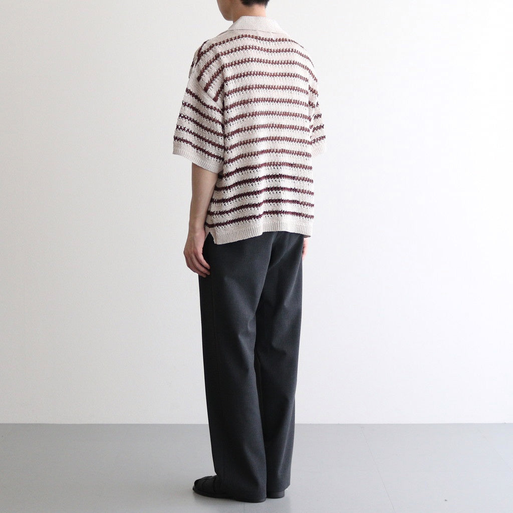 BORDER MESH KNIT SKIPPER POLO SHIRT #IVORY [YK25SS001010S]