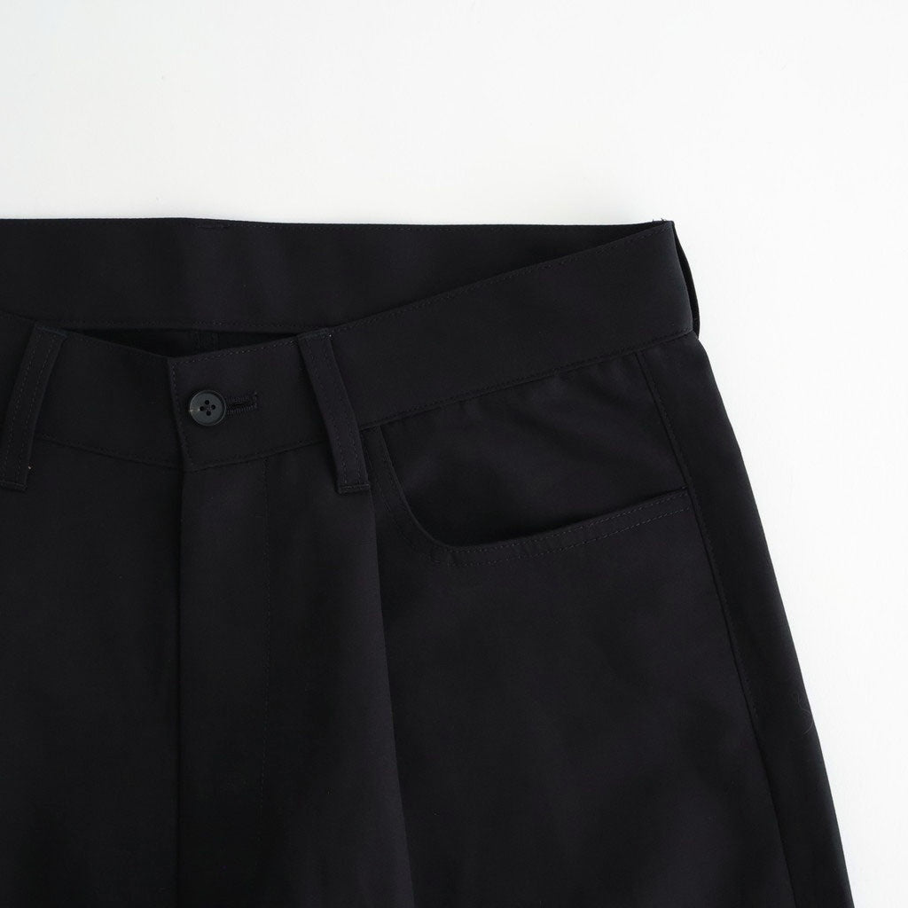 DOUBLE WEAVE COTTON ONE TUCK WIDE PANTS #BLACK [ST.1398]