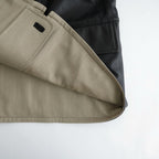 REVERSIBLE WOOL TWISTED TWILL / SHEEP LEATHER HALF COAT #KHAKI BEIGE CHAMBRAY × BLACK [A26AC01AN]