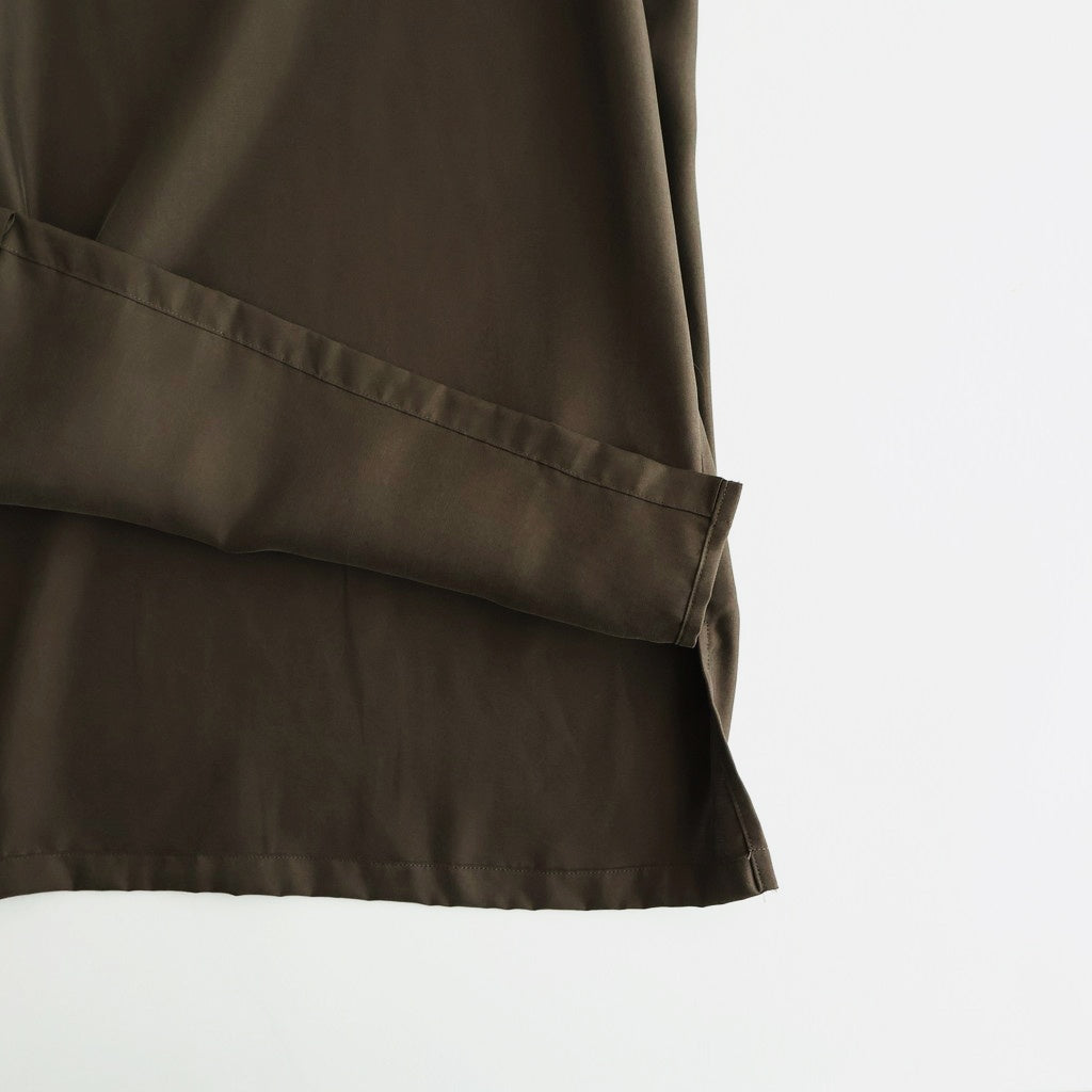 CUPRO TWILL OVERSIZED OPEN COLLAR SS SHIRT #DARK BROWN [ST.1462]
