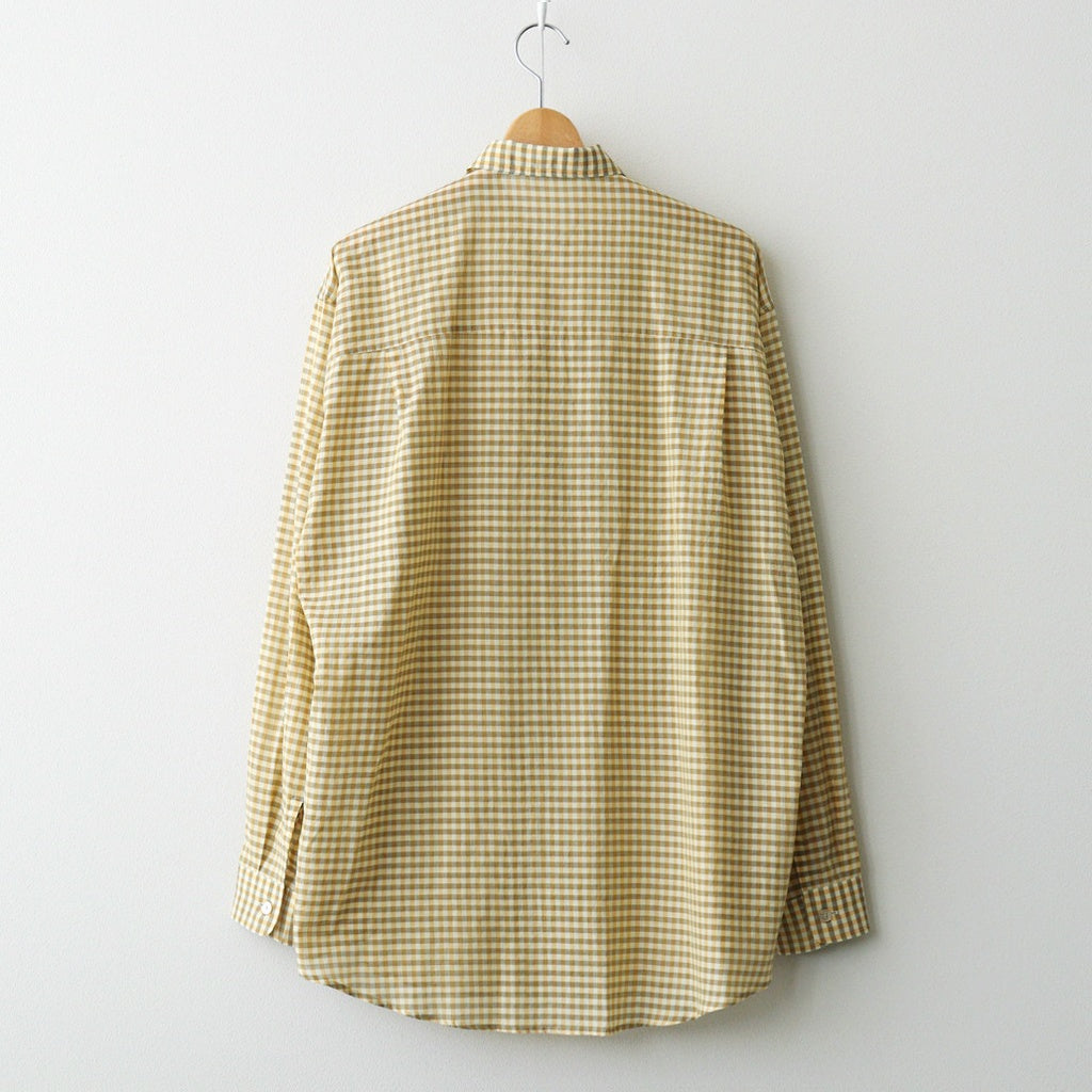 AIRY LIGHT COTTON CHECK BIG SHIRT #MUSTARD GINGHAM CHECK