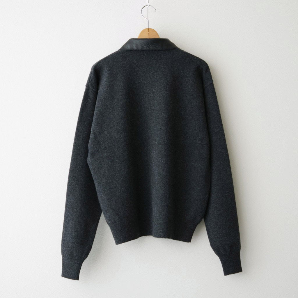 Leather-Trimmed Skipper Sweater #Charcoal [YK26FW01380S]