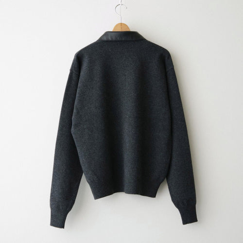 Leather-Trimmed Skipper Sweater #Charcoal [YK26FW01380S]