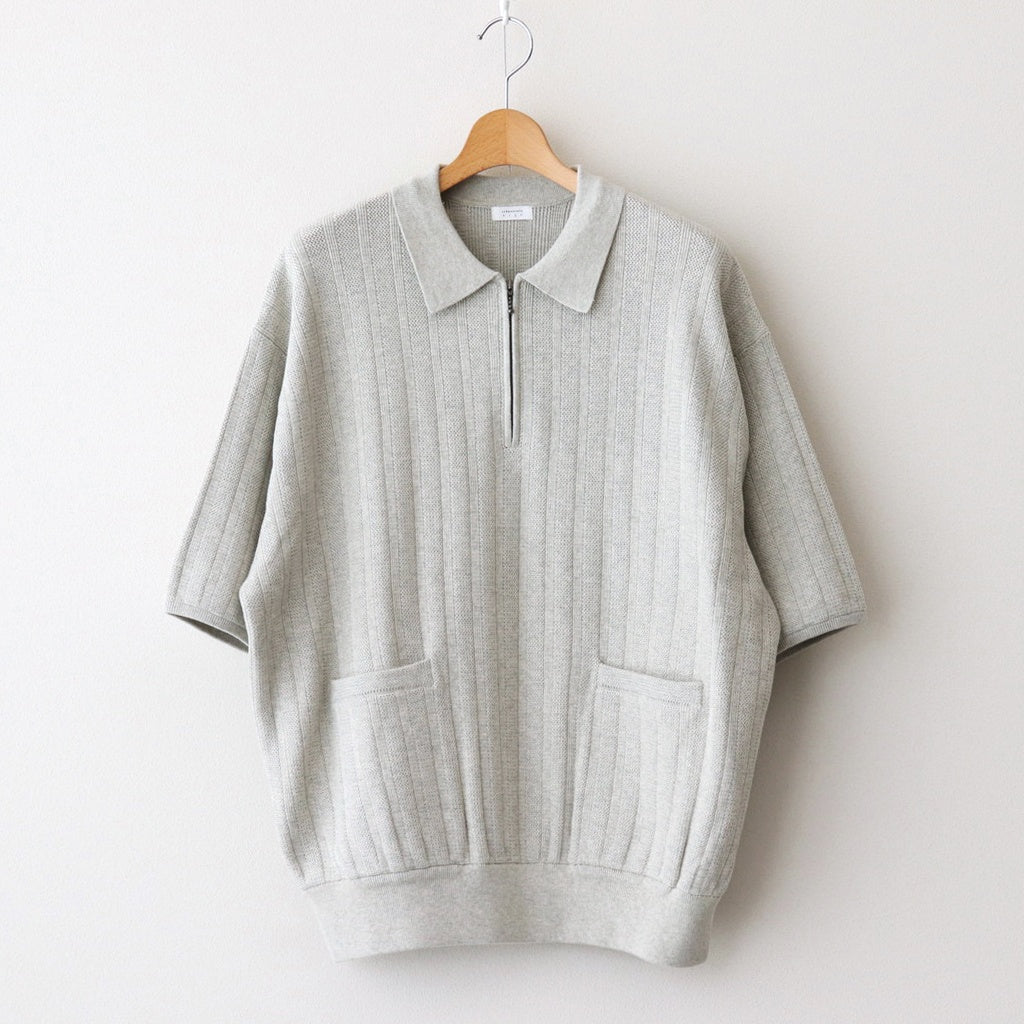 Rib Pattern Half Zip Polo #L.Gray [2501-012]
