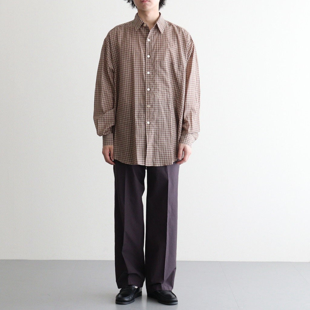 GARMENT-DYED FINX SHUTTLE WEATHER ONE-TUCK SLACKS #DARK BROWN [A26SP03SW]