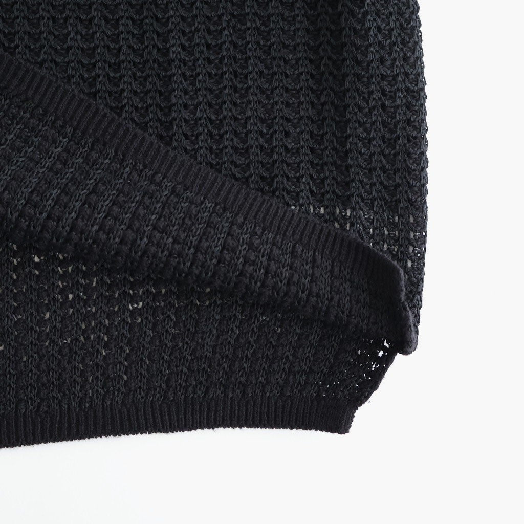 MESH KNIT SKIPPER POLO SHIRT #BLACK [YK26SS01298S]