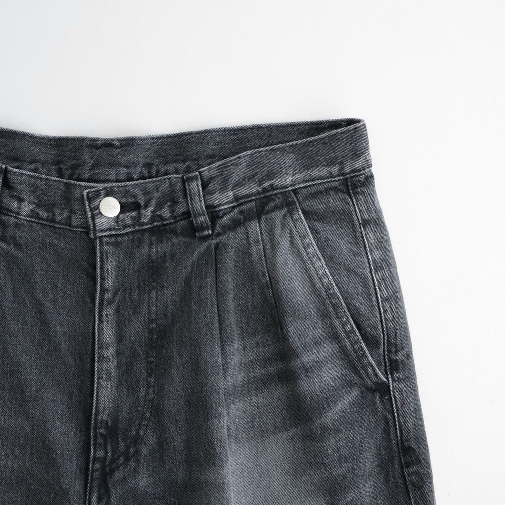 Selvage Denim Two Tuck Pants #BLACK LIGHT FADE [GU263-40061LB]